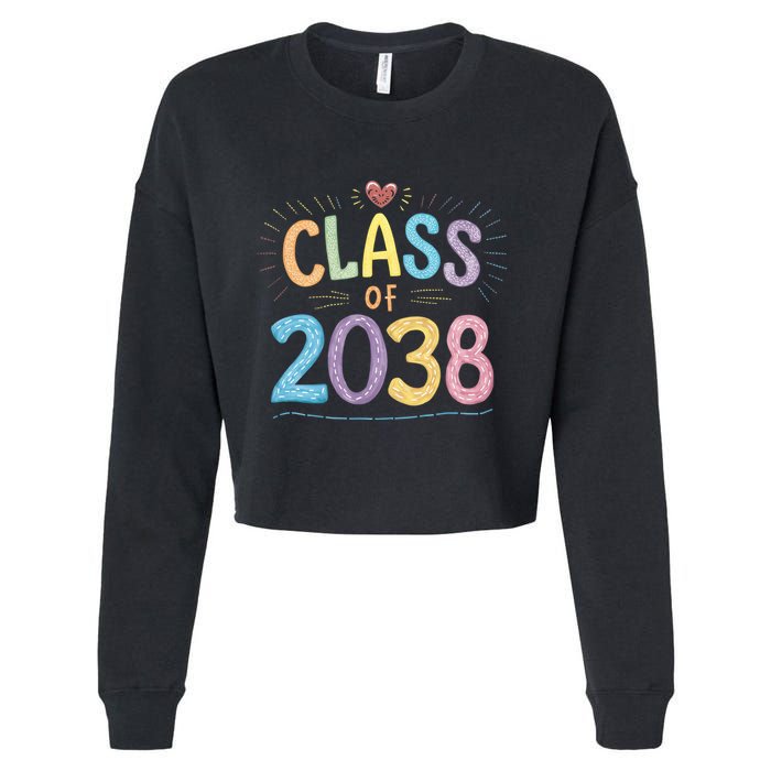Funny Class Of 2038 Grow With Me First Day Of School Cropped Pullover Crew