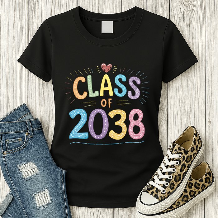 Funny Class Of 2038 Grow With Me First Day Of School Womens T-Shirt
