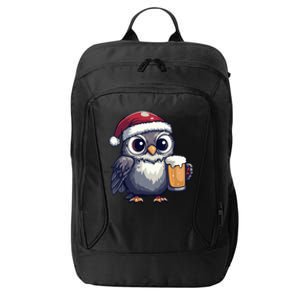 Funny Christmas Owl With Beer Comic Great Gift City Backpack