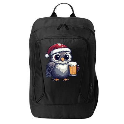 Funny Christmas Owl With Beer Comic Great Gift City Backpack