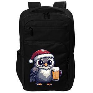 Funny Christmas Owl With Beer Comic Great Gift Impact Tech Backpack