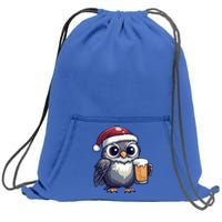 Funny Christmas Owl With Beer Comic Great Gift Sweatshirt Cinch Pack Bag