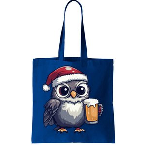 Funny Christmas Owl With Beer Comic Great Gift Tote Bag