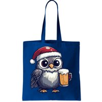 Funny Christmas Owl With Beer Comic Great Gift Tote Bag