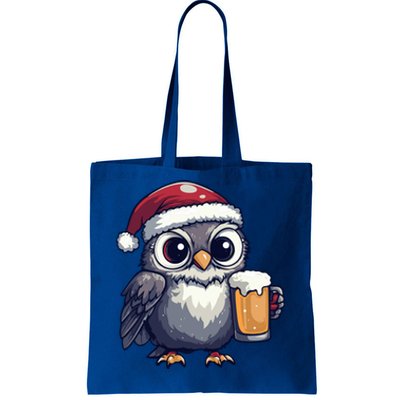 Funny Christmas Owl With Beer Comic Great Gift Tote Bag