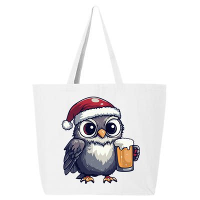 Funny Christmas Owl With Beer Comic Great Gift 25L Jumbo Tote