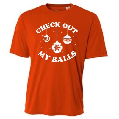 Funny Check Out My Balls Dirty Christmas Pajama Xmas Cooling Performance Crew T-Shirt