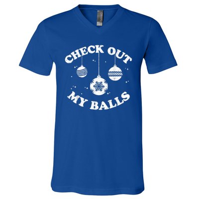 Funny Check Out My Balls Dirty Christmas Pajama Xmas V-Neck T-Shirt