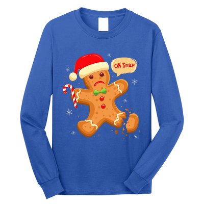 Funny Christmas Oh Snap Gingerbread Man Cookie X Mas PJs Long Sleeve Shirt