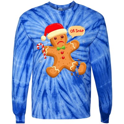 Funny Christmas Oh Snap Gingerbread Man Cookie X Mas PJs Tie-Dye Long Sleeve Shirt