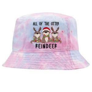 Funny Christmas Otters Cute All Of The Otter Reindeer Tie-Dyed Bucket Hat