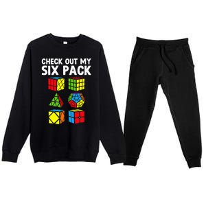 funny Check Out My Six Pack Puzzle Cube Premium Crewneck Sweatsuit Set