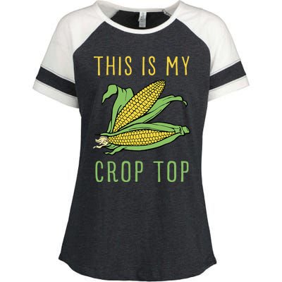 Funny Corn On The Cob Pun This Is My Crop Enza Ladies Jersey Colorblock Tee