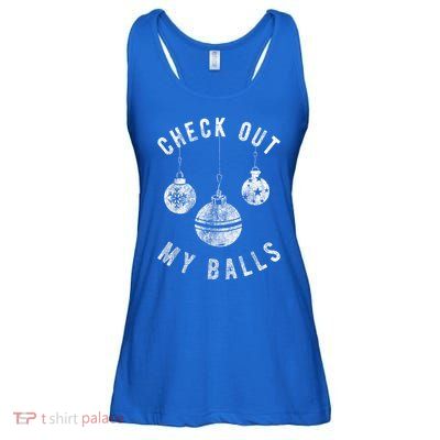 Funny Check Out My Balls Dirty Christmas Pajama Xmas Ladies Essential Flowy Tank