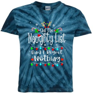 Funny Christmas On The Naughty List And I Regret Nothing Gift Kids Tie-Dye T-Shirt