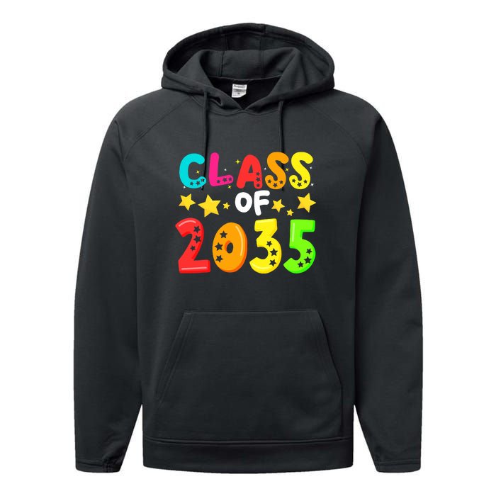 Funny Class Of 2035 Kindergarten Back To School Performance Fleece Hoodie