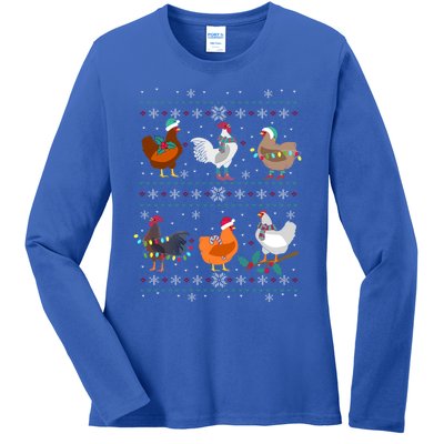 Funny Chicken Owner Birb Memes Farmer Ugly Christmas Chicken Cool Gift Ladies Long Sleeve Shirt