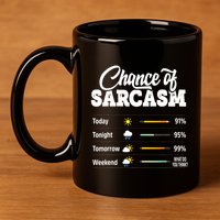 Funny Chance Of Sarcasm Humor Fun Sarcastic 11oz C Handle Ceramic Mug