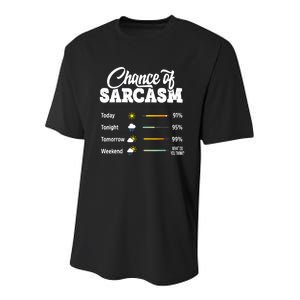 Funny Chance Of Sarcasm Humor Fun Sarcastic Youth Performance Sprint T-Shirt