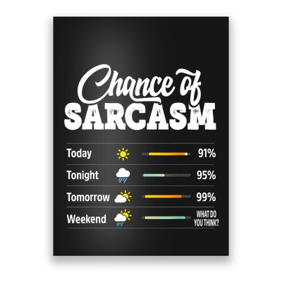 Funny Chance Of Sarcasm Humor Fun Sarcastic Poster