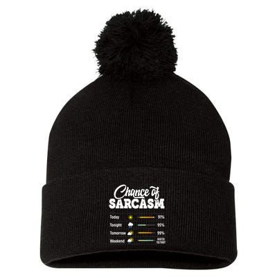 Funny Chance Of Sarcasm Humor Fun Sarcastic Pom Pom 12in Knit Beanie
