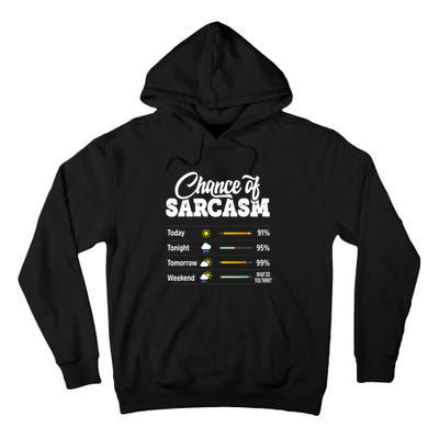 Funny Chance Of Sarcasm Humor Fun Sarcastic Tall Hoodie