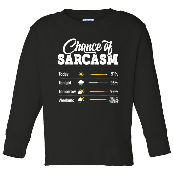 Funny Chance Of Sarcasm Humor Fun Sarcastic Toddler Long Sleeve Shirt