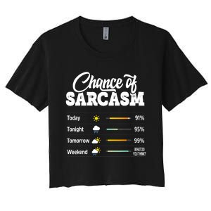 Funny Chance Of Sarcasm Humor Fun Sarcastic Women's Crop Top Tee