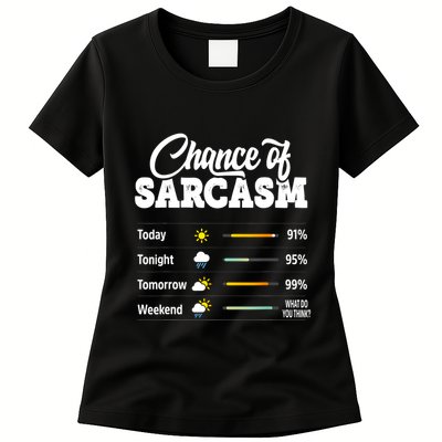 Funny Chance Of Sarcasm Humor Fun Sarcastic Womens T-Shirt