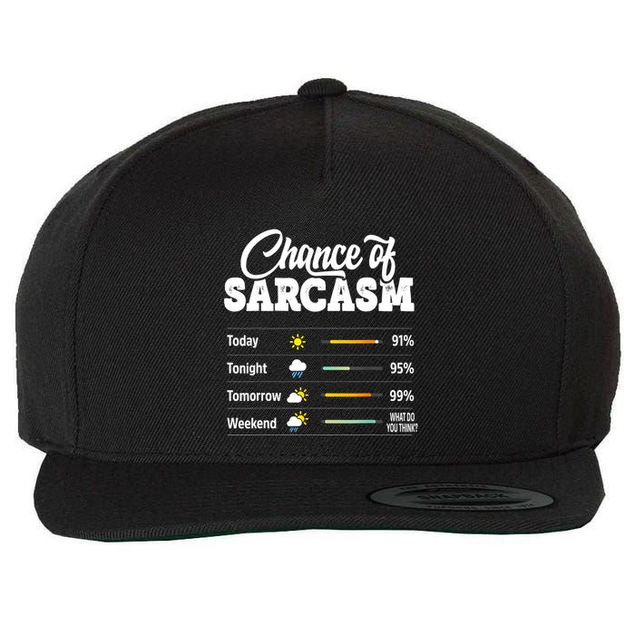 Funny Chance Of Sarcasm Humor Fun Sarcastic Wool Snapback Cap