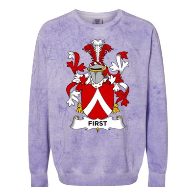 First Coat Of Arms Funny Gift Family Crest Cute Gift Colorblast Crewneck Sweatshirt