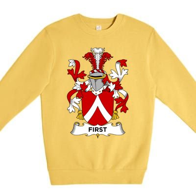 First Coat Of Arms Funny Gift Family Crest Cute Gift Premium Crewneck Sweatshirt