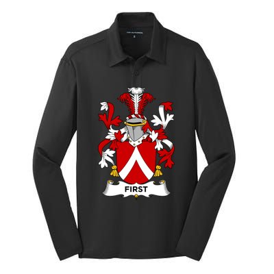 First Coat Of Arms Funny Gift Family Crest Cute Gift Silk Touch Performance Long Sleeve Polo