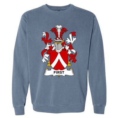 First Coat Of Arms Funny Gift Family Crest Cute Gift Garment-Dyed Sweatshirt