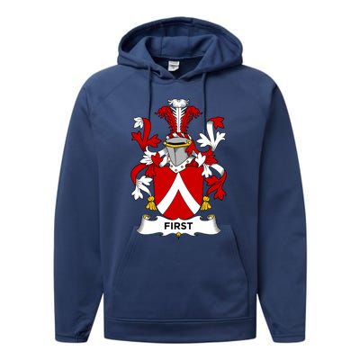 First Coat Of Arms Funny Gift Family Crest Cute Gift Performance Fleece Hoodie