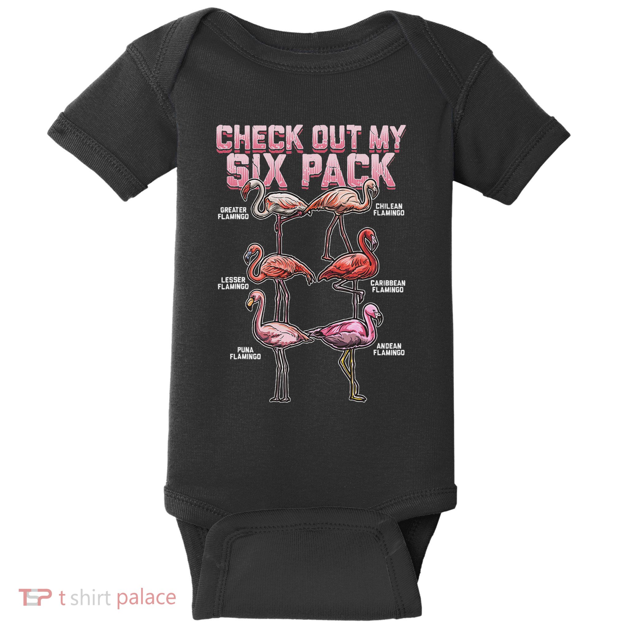 Flamingo Check Out My Six Pack Baby Bodysuit