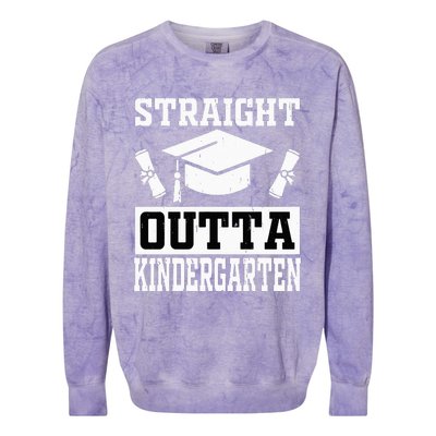 Funny Class Of Straight Outta Kindergarten Graduation Colorblast Crewneck Sweatshirt