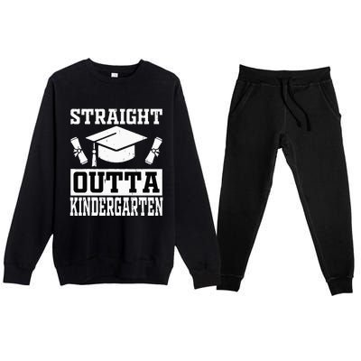 Funny Class Of Straight Outta Kindergarten Graduation Premium Crewneck Sweatsuit Set