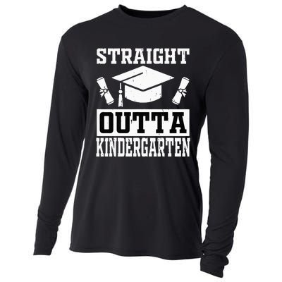 Funny Class Of Straight Outta Kindergarten Graduation Cooling Performance Long Sleeve Crew