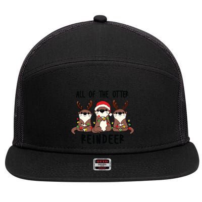 Funny Christmas Otters Cute All Of The Otter Reindeer 7 Panel Mesh Trucker Snapback Hat