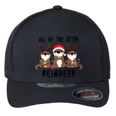 Funny Christmas Otters Cute All Of The Otter Reindeer Flexfit Unipanel Trucker Cap