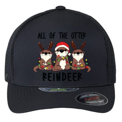 Funny Christmas Otters Cute All Of The Otter Reindeer Flexfit Unipanel Trucker Cap