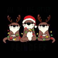 Funny Christmas Otters Cute All Of The Otter Reindeer 16 in Basic Backpack