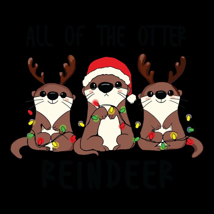 Funny Christmas Otters Cute All Of The Otter Reindeer 16 in Basic Backpack