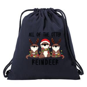 Funny Christmas Otters Cute All Of The Otter Reindeer Drawstring Bag