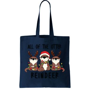 Funny Christmas Otters Cute All Of The Otter Reindeer Tote Bag