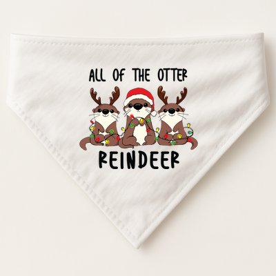 Funny Christmas Otters Cute All Of The Otter Reindeer USA-Made Doggie Bandana