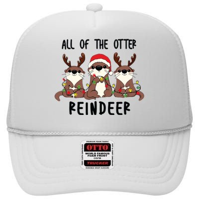 Funny Christmas Otters Cute All Of The Otter Reindeer High Crown Mesh Back Trucker Hat