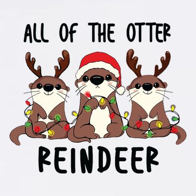 Funny Christmas Otters Cute All Of The Otter Reindeer T-Shirt