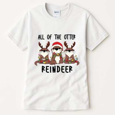 Funny Christmas Otters Cute All Of The Otter Reindeer Tall T-Shirt